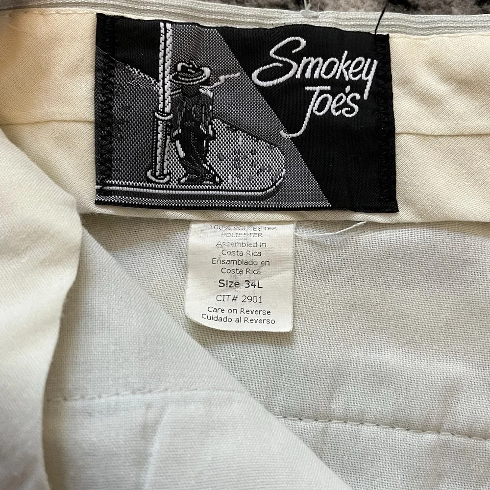Smokey Joes Dress Pants Mens 34L Blue Pleated Wide Leg Cuffed Logo VINTAGE
